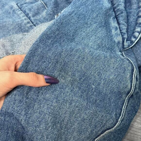 Vintage Denim Oversized Jacket One Button Shawl Collar Western Fishermancore - Picture 7 of 8